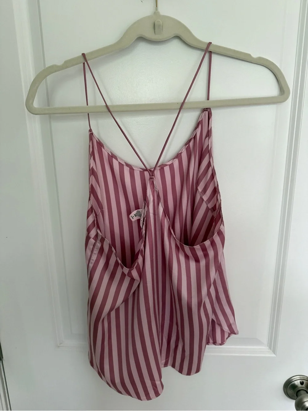 Victoria's Secret Pink and White Striped Satin Pajama Set